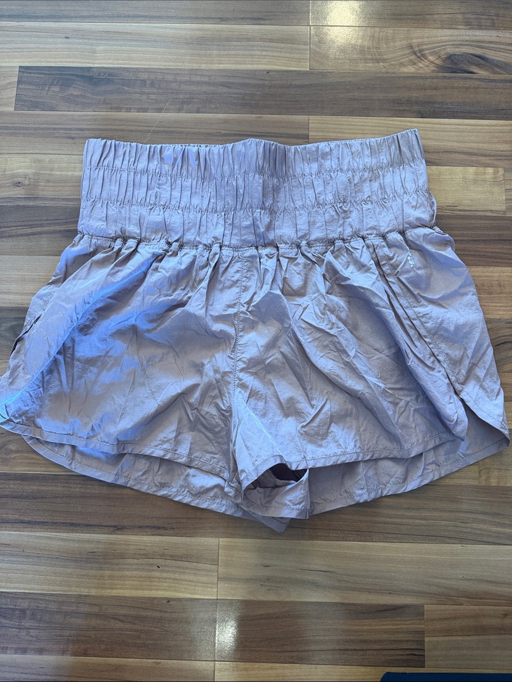 Women's Mauve High-Waist Smocked Shorts